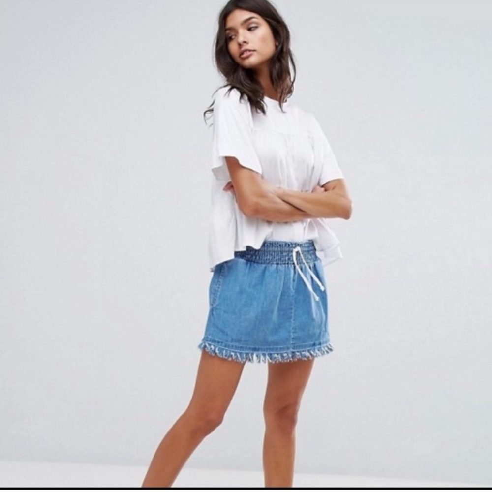 Mango tie front mini skirt small